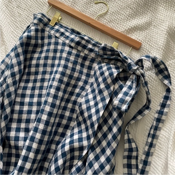 Polo Ralph Lauren Gingham Linen Midi Wrap Skirt - Picture 6 of 9